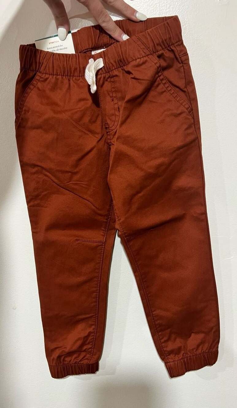 Cat & Jack Jogger Pants Size 4T Brown Stretch Reinforced Knee New